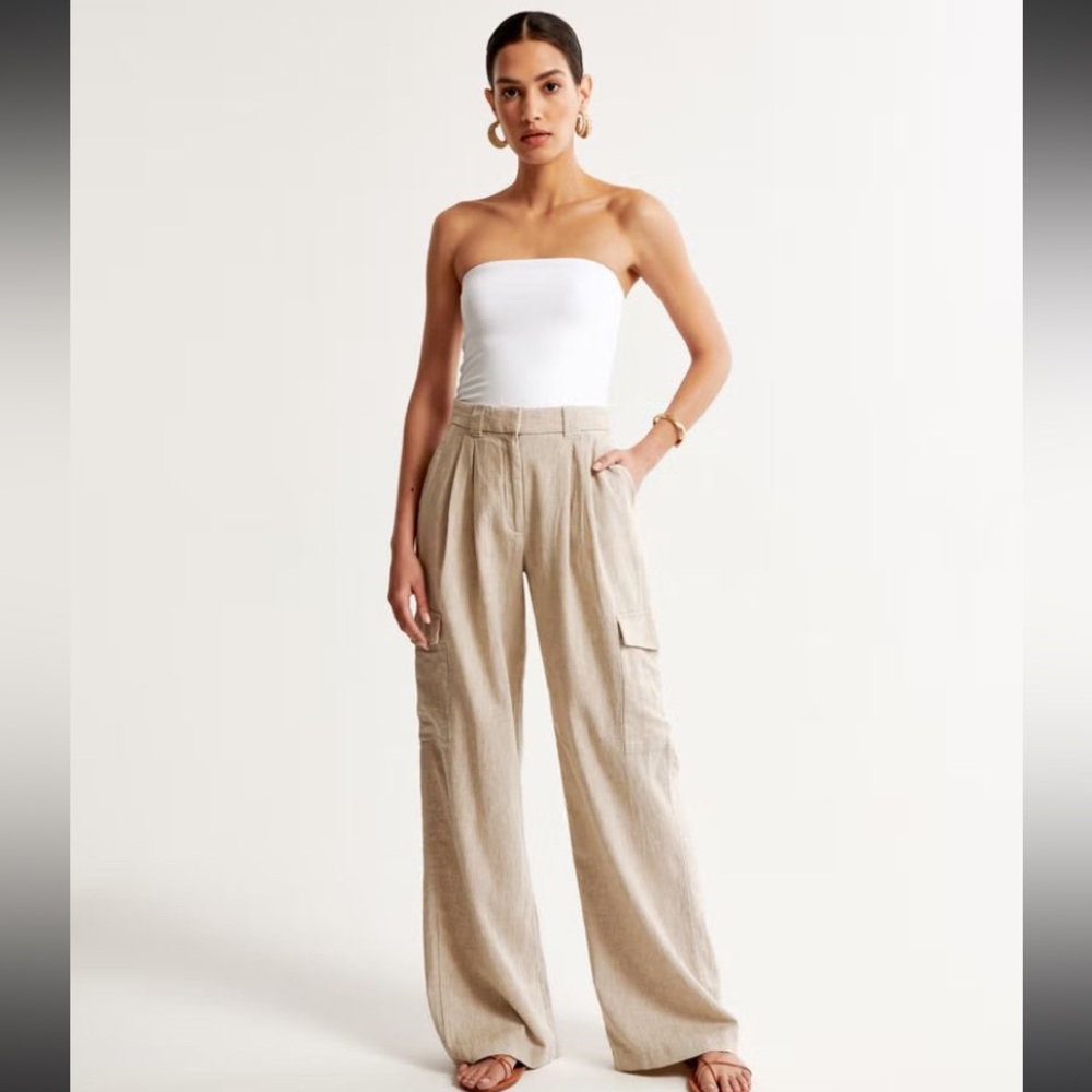 NWT Abercrombie linen cargo pants